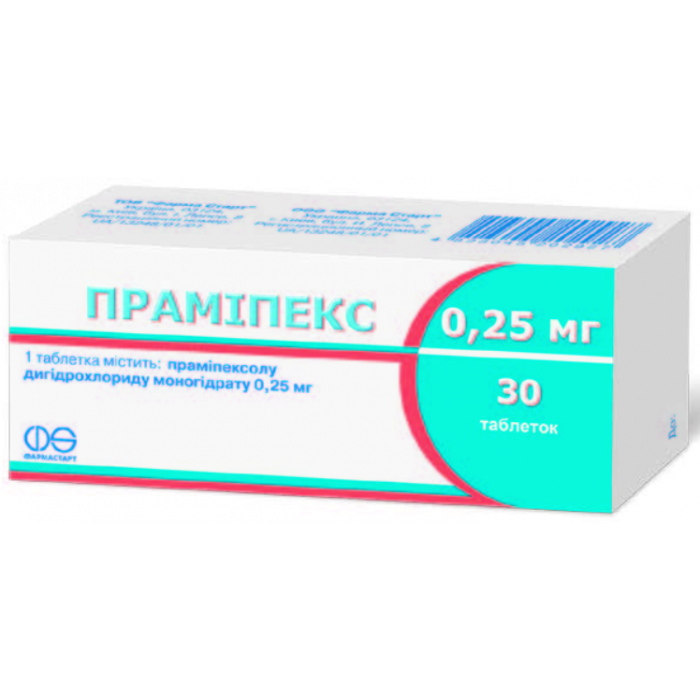 Праміпекс 0,25 мг таблетки №30 недорого