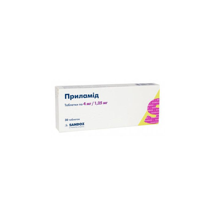 Приламид 4 мг/1,25 мг таблетки №30 в интернет-аптеке