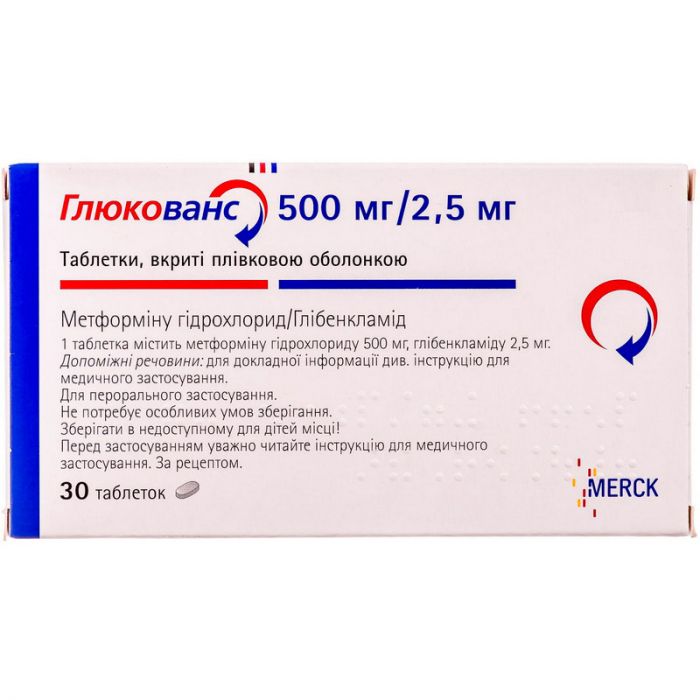 Глюкованс 500 мг/2,5 мг таблетки №30 цена