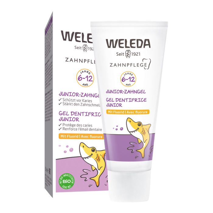 Зубний гель Weleda Junior з фтором, 6-12 років, 50 мл - фото №1 Зубний гель Weleda Junior з фтором, 6-12 років, 50 мл ціна