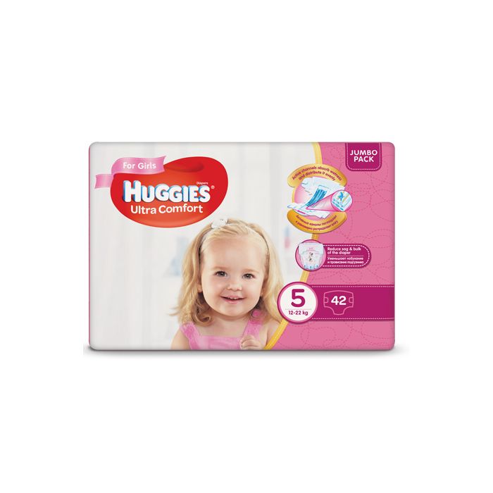 Підгузки Huggies Ultra Comfort Jumbo р.5 (12-22 кг) для дівчаток 42 шт замовити