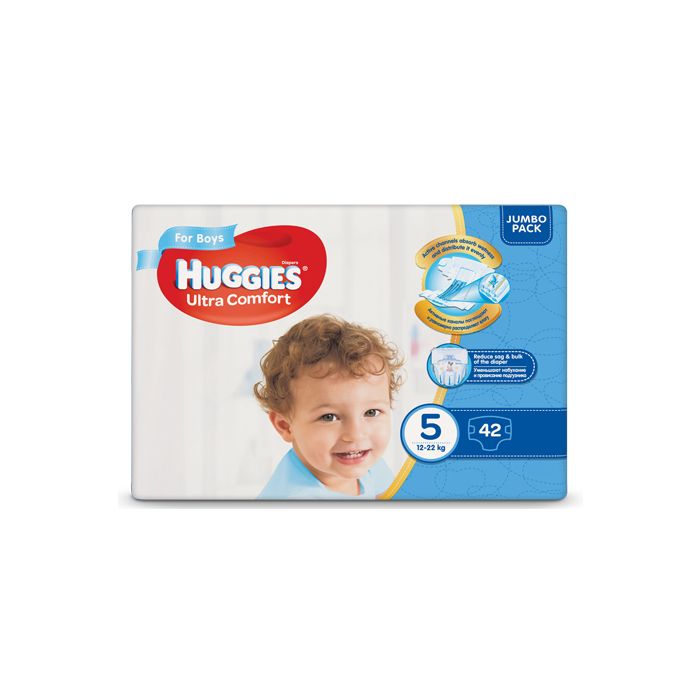 Подгузники Huggies Ultra Comfort Jumbo р.5 (12-22 кг) для мальчиков 42 шт фото