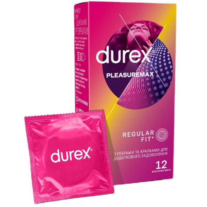 Презервативи Durex Pleasuremax з ребрами та точками №12 в Україні