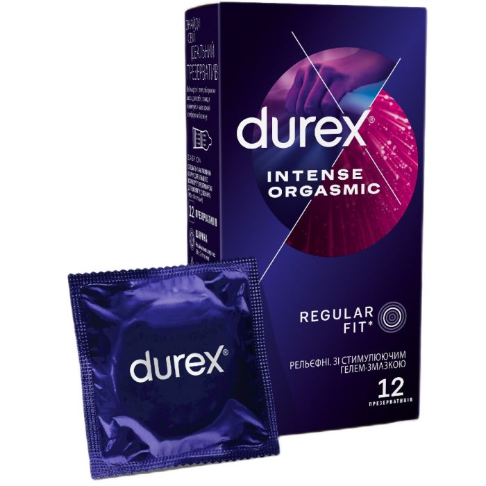Презервативи Durex Intense Orgasmic рельєфні, зі стимулюючим гелем-змазкою №12 в Україні