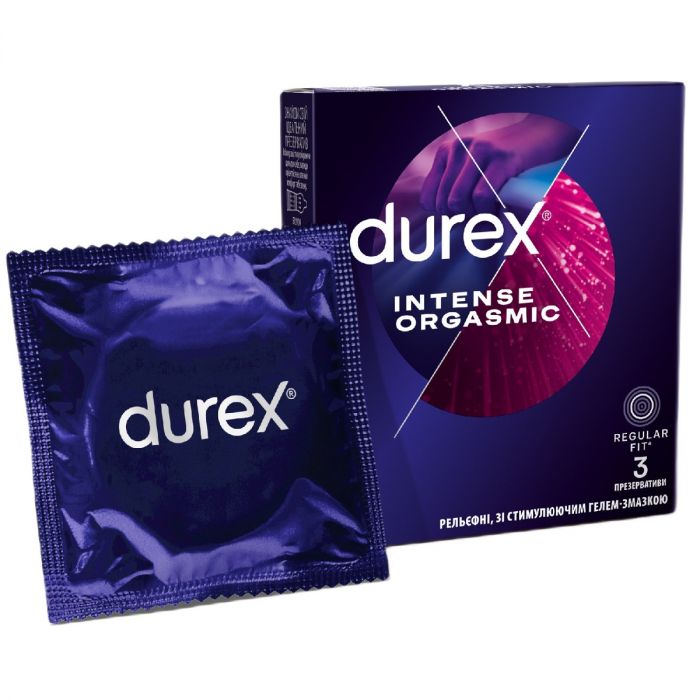 Презервативи Durex Intense Orgasmic рельєфні, зі стимулюючим гелем-змазкою №3 в інтернет-аптеці