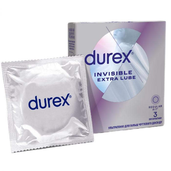 Презервативи Durex Invisible Extra lube з додатковим змакою №3 купити