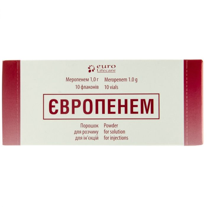 Европенем порошок для раствора для инъекций по 1 г флакон №10 - фото №1 Европенем порошок для раствора для инъекций по 1 г флакон №10 в аптеке