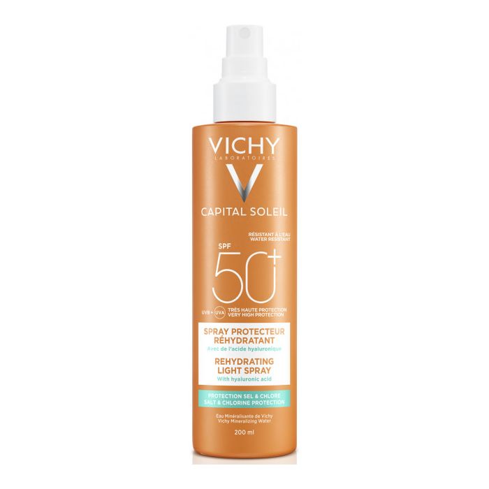 Спрей Vichy Capital Soleil сонцезахисний з гіалуроновою кислотою водостійкий для тіла SPF50 200 мл - фото №1 Спрей Vichy Capital Soleil сонцезахисний з гіалуроновою кислотою водостійкий для тіла SPF50 200 мл в інтернет-аптеці
