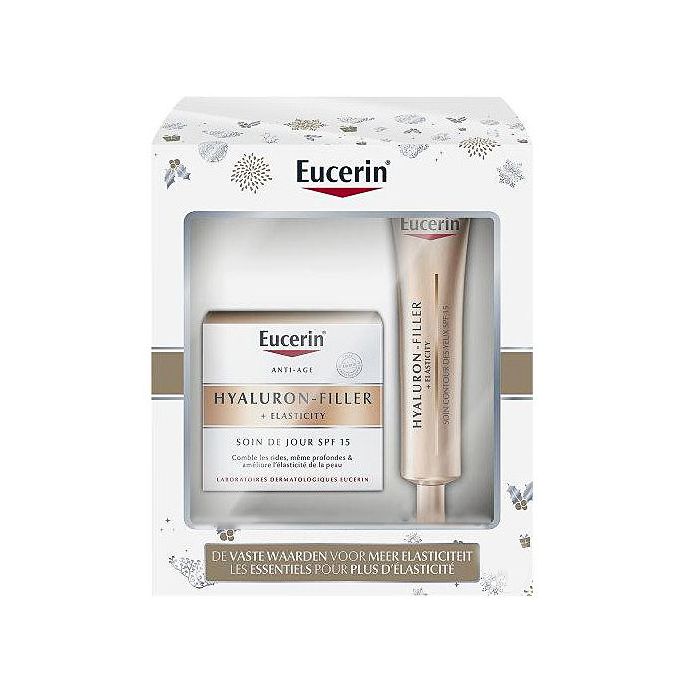 Набор Eucerin Hyaluron-Filler + Elasticity (Крем дневной против морщин для сухой кожи SPF15 50 мл + Крем  Антивозрастной для кожи вокруг глаз SPF15 15 мл) ADD