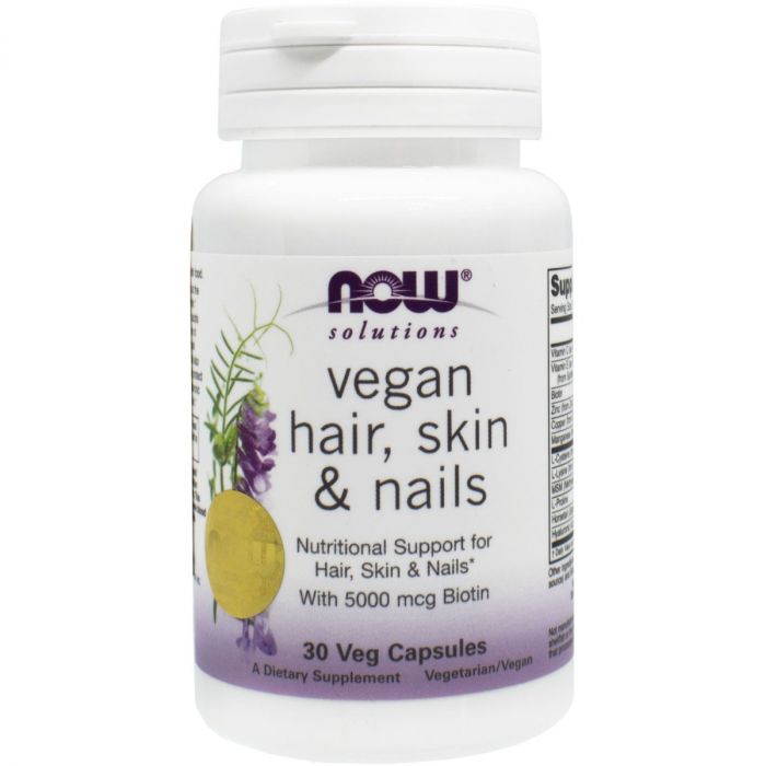 Now (Нау) Foods Vegan Hair, Skin & Nails краса та здоров'я капсули №30 ціна
