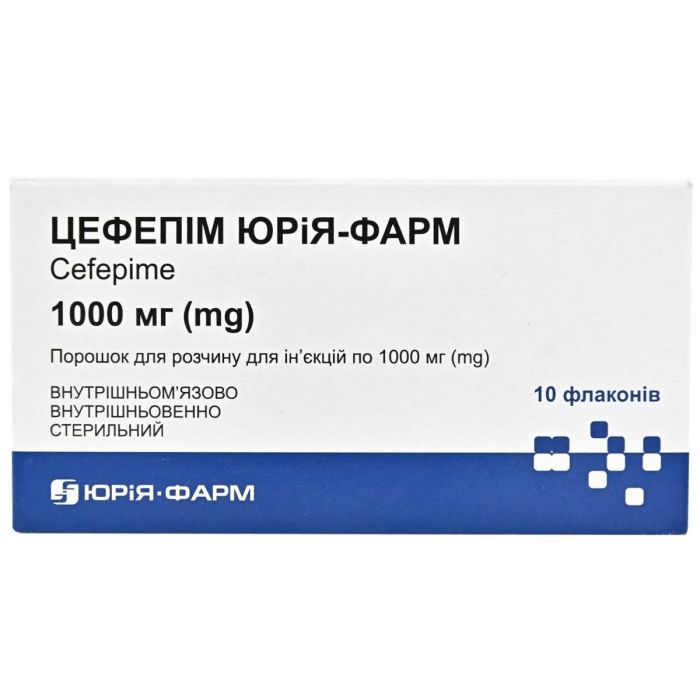 Цефепім Юрія-Фарм 1000 мг порошок для розчину для ін’єкцій №10 в інтернет-аптеці