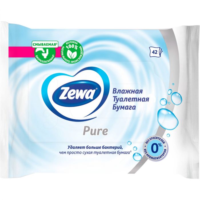 Туалетний папір Zewa Moist Pure вологий без аромату №42 в інтернет-аптеці