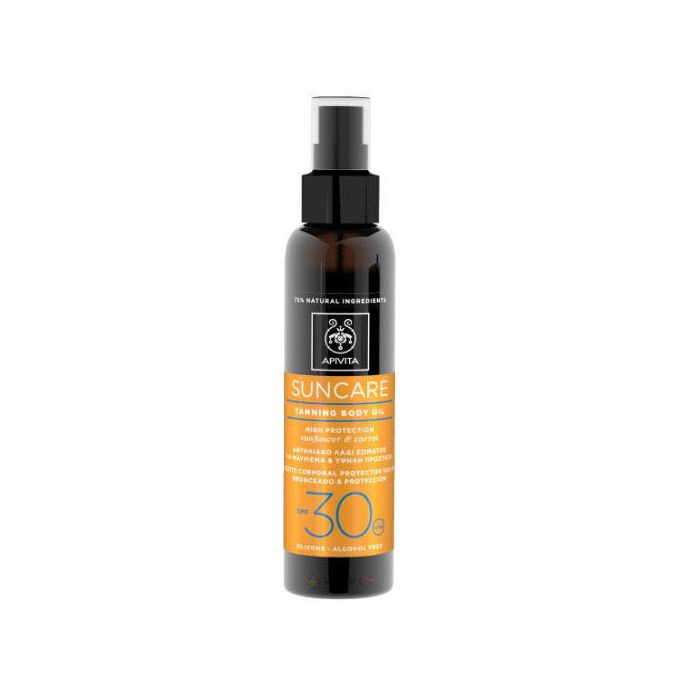 Масло Apivita Suncare Солнцезащитное для загара  SPF30 подсолнух и морковь 150 мл недорого