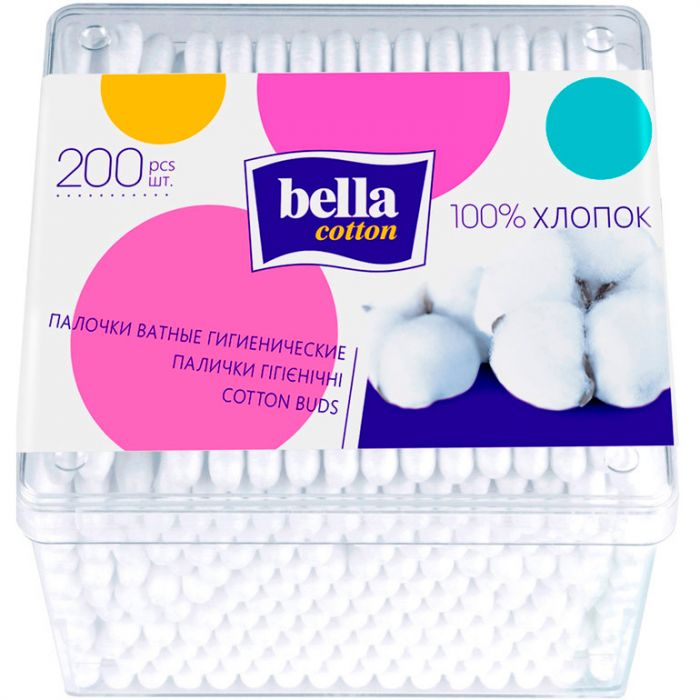 Палички ватні Bella Cotton прямокутна упаковка №200 в аптеці