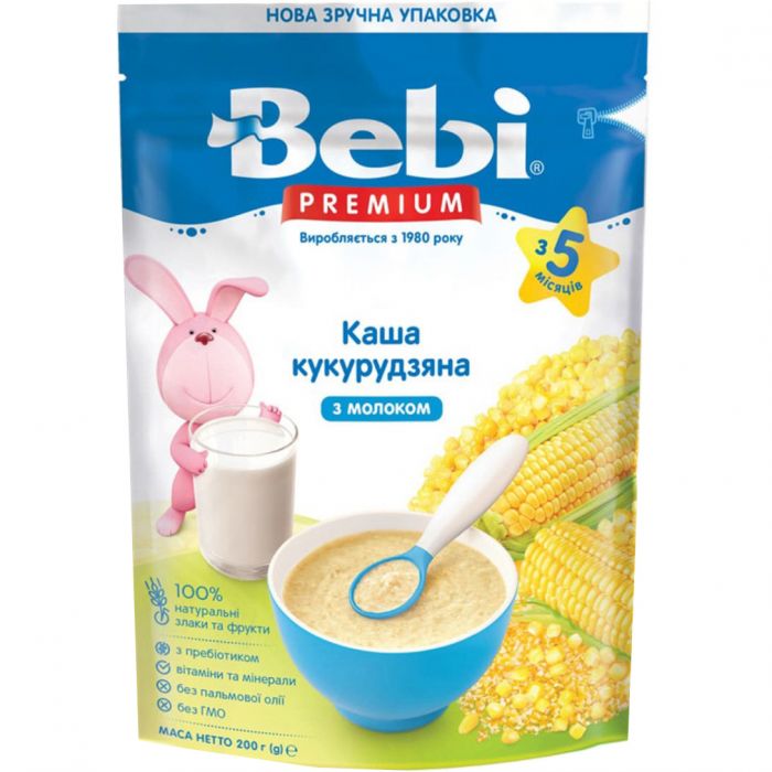 Каша молочна Bebi Premium кукурудзяна 200 г в інтернет-аптеці