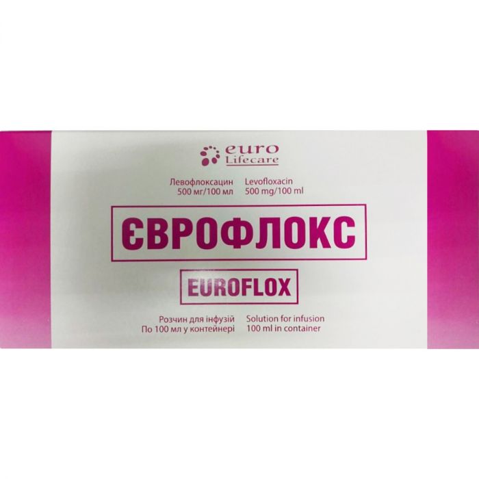 Єврофлокс розчин для інфузій 500 мг/100 мл флакон 100мл №1 фото