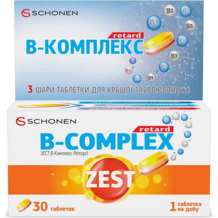 Zest (Зест) B-Complex Retard (Б-комплекс Ретард) тришарові таблетки №30 недорого