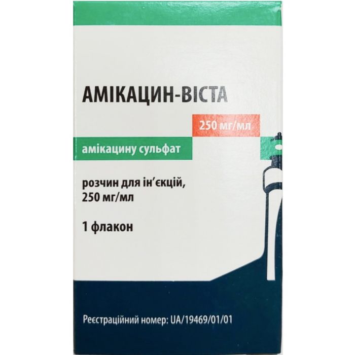 Амікацин-Віста розчин для ін'єкцій 250 мг/мл флакон 2 мл №1 в Україні