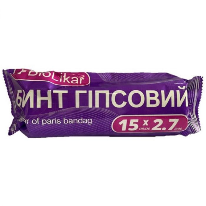 Бинт + Biolikar гіпсовий 15 см х 2,7 м купити