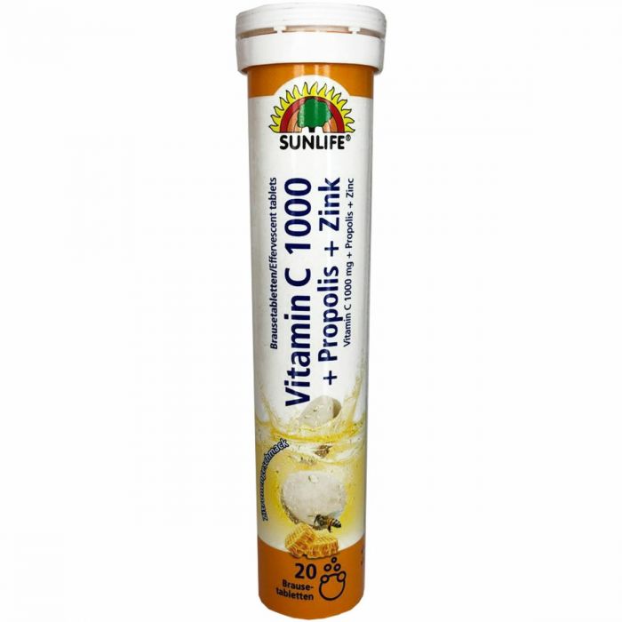 Витамины Sunlife Vitamin C 1000+Propolis+Zink таблетки шипучие №20 - фото №1 Витамины Sunlife Vitamin C 1000+Propolis+Zink таблетки шипучие №20 ADD