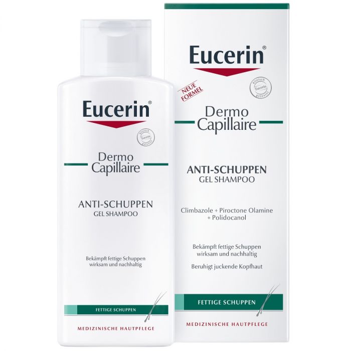 Шампунь Eucerin DermoCapillaire Gel-Shampoo Anti-Schuppen проти лупи для жирної шкіри голови 250 мл в аптеці