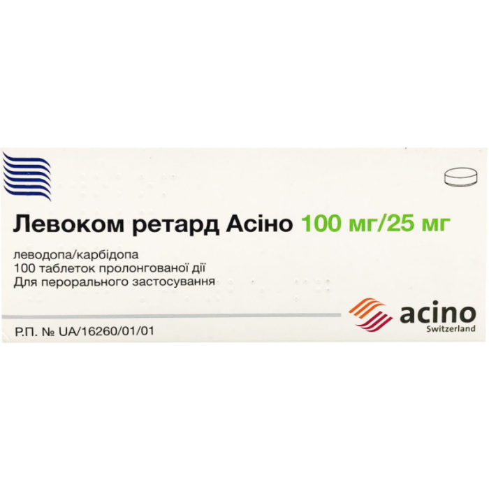 Левоком ретард Асіно 100 мг/25 мг таблетки №100 в Україні