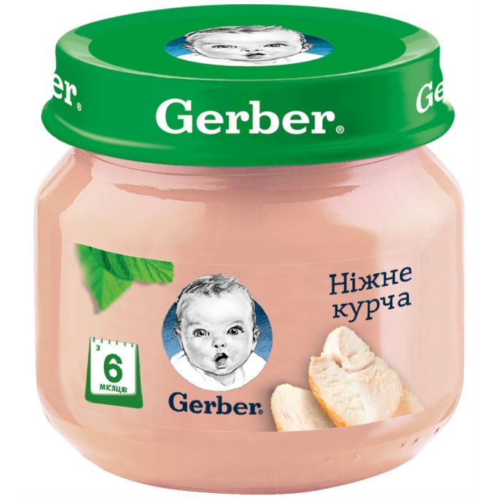 Пюре Gerber ніжне курча з 6 місяців 80 г - фото №1 Пюре Gerber ніжне курча з 6 місяців 80 г ADD