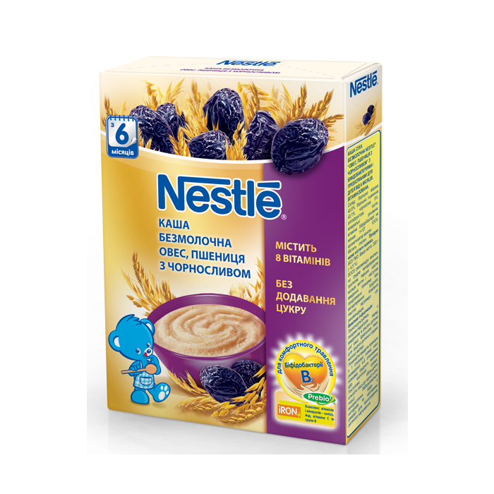 Каша Nestle безмолочна вівсяно-пшенична з чорносливом 200 г ціна