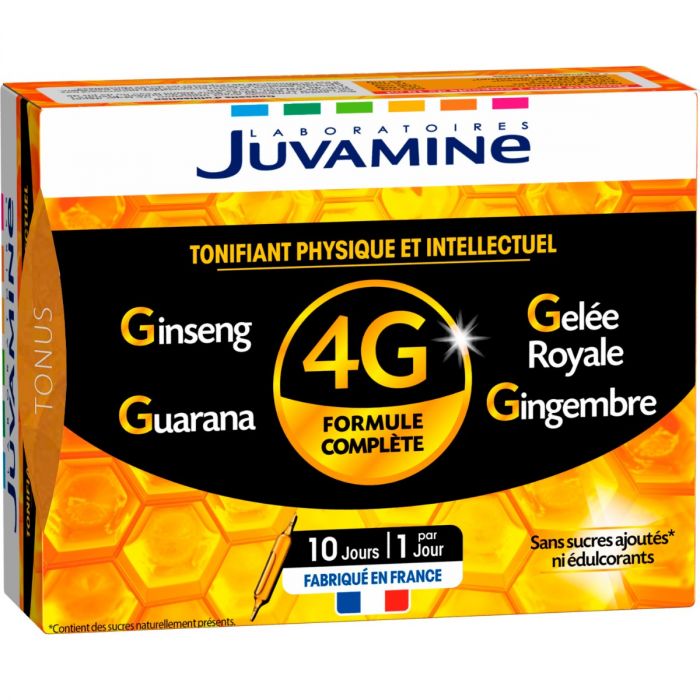 Juvamine (Жувамін) 4G женьшень + маточне молочко + гуарана + імбир Тонус по 10 мл ампули №10 фото