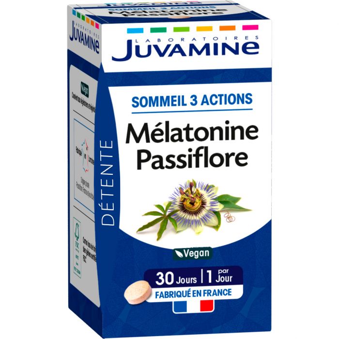 Juvamine (Жувамін) Мелатонін+пасифлора 3 дії для сну таблетки №30 в інтернет-аптеці