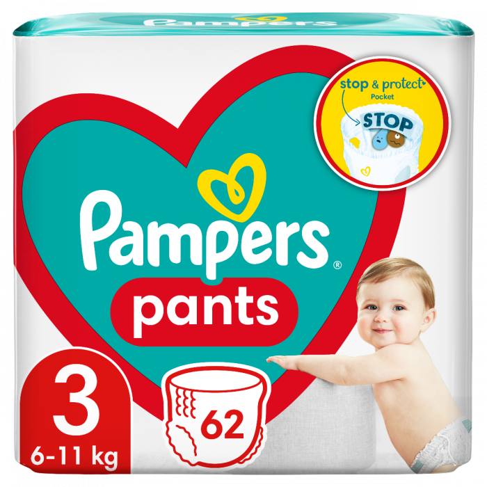 Підгузки-трусики Pampers Pants Розмір 3 (6-11 кг) 62 шт ціна