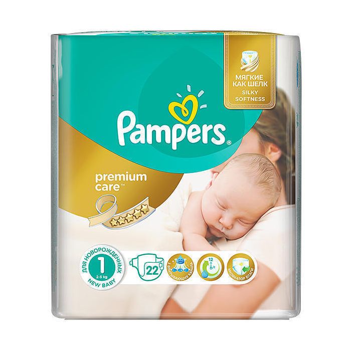 Подгузники Pampers Premium Care Newborn р.1 (2-5 кг) 22 шт купить