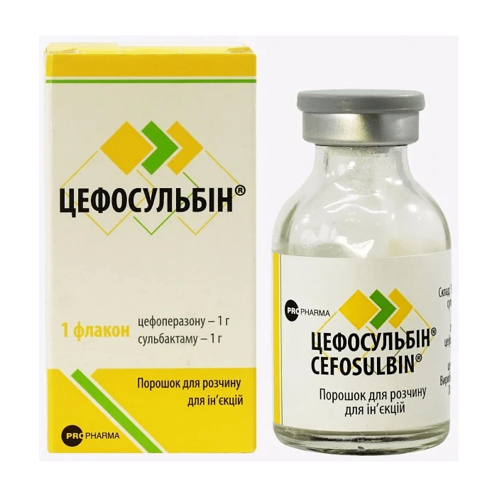 Цефосульбин порошок для приготовления раствора 1000 мг+1000 мг флакон №1 в Украине