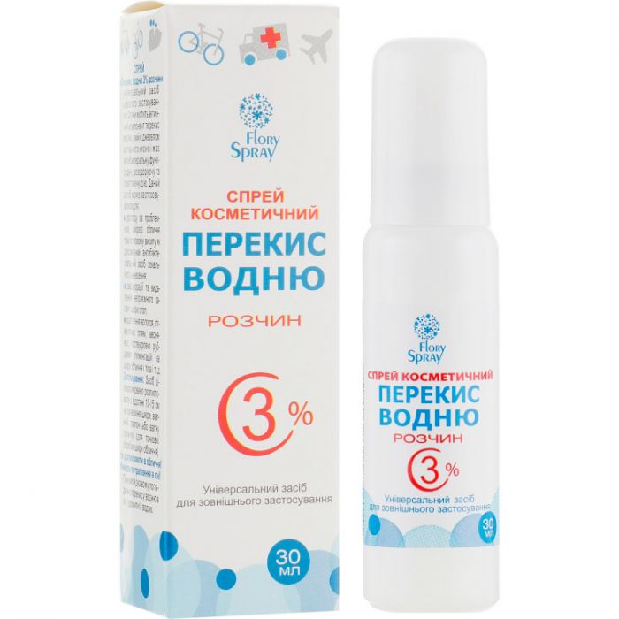 Перекис водню 3% косметичний спрей 30 мл - фото №1 Перекис водню 3% косметичний спрей 30 мл фото