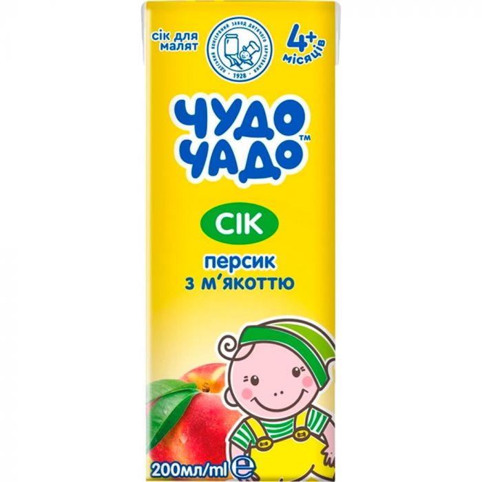 Сік Чудо-Чадо Персиковий з м'якоттю та вітаміном С з 4 місяців 200 мл в інтернет-аптеці