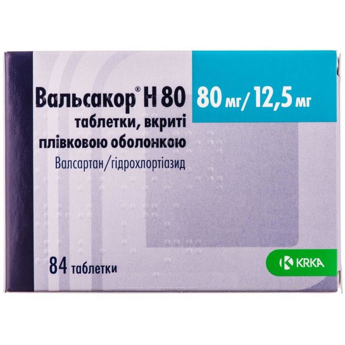 Вальсакор Н 80 80 мг/12.5 мг таблетки №84 в інтернет-аптеці