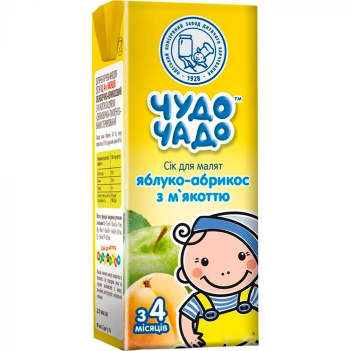 Сік Чудо-Чадо Яблучно-абрикосовий з м'якоттю з 4 місяців 200 мл замовити