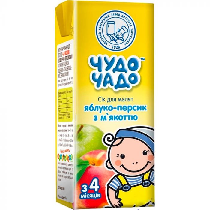 Сік Чудо-Чадо Яблучно-персиковий з м'якоттю з 4 місяців 200 мл в інтернет-аптеці