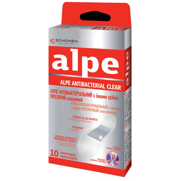 Лейкопластир Alpe прозорий антибактеріальний з іонами срібла класік (76*19 мм) №10  в інтернет-аптеці