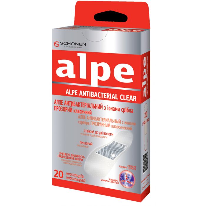 Лейкопластырь Alpe прозрачный антибактериальный с ионами серебра классик (76x19 мм) №20 недорого