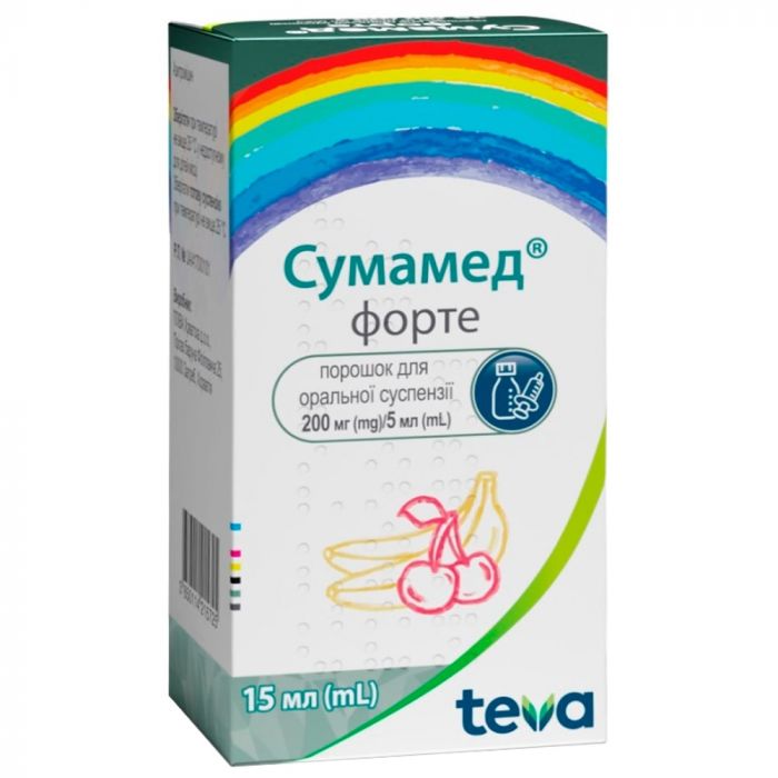 Сумамед форте порошок для приготування суспензії 200 мг/5 мл флакон 15 мл  в Україні