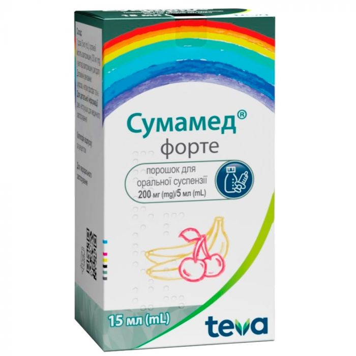 Сумамед форте порошок для приготування суспензії 200 мг/5 мл флакон 15 мл