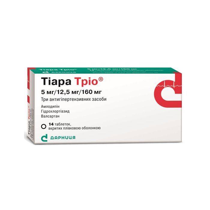 Тіара Тріо 5 мг/12,5 мг/160 мг таблетки №14 ADD