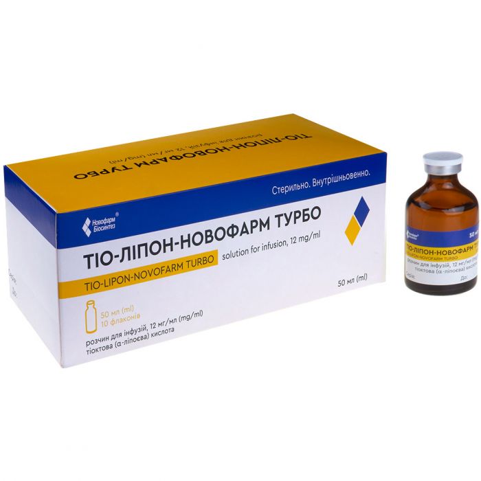 Тіо-Ліпон-Новофарм Турбо розчин для ін'єкцій 12 мг/мл 50 мл флакон №10 фото