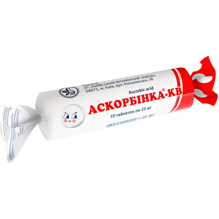 Аскорбинка-КВ с сахаром таблетки №120 (12 упаковок по 10 шт.) в Украине