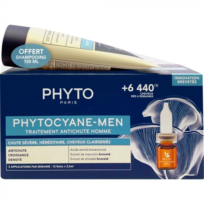 Набір Phyto Phytocyane-Men (Засіб проти випадіння волосся 12 х 3,5 мл + Шампунь 100 мл) фото