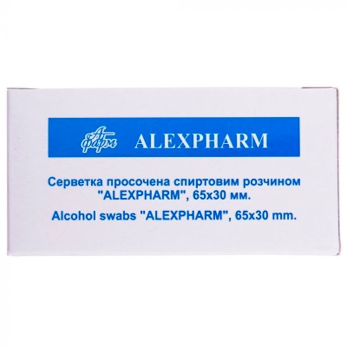 Серветки Alexpharm просочені спиртовим розчином 65 x 30 мм №100 в інтернет-аптеці