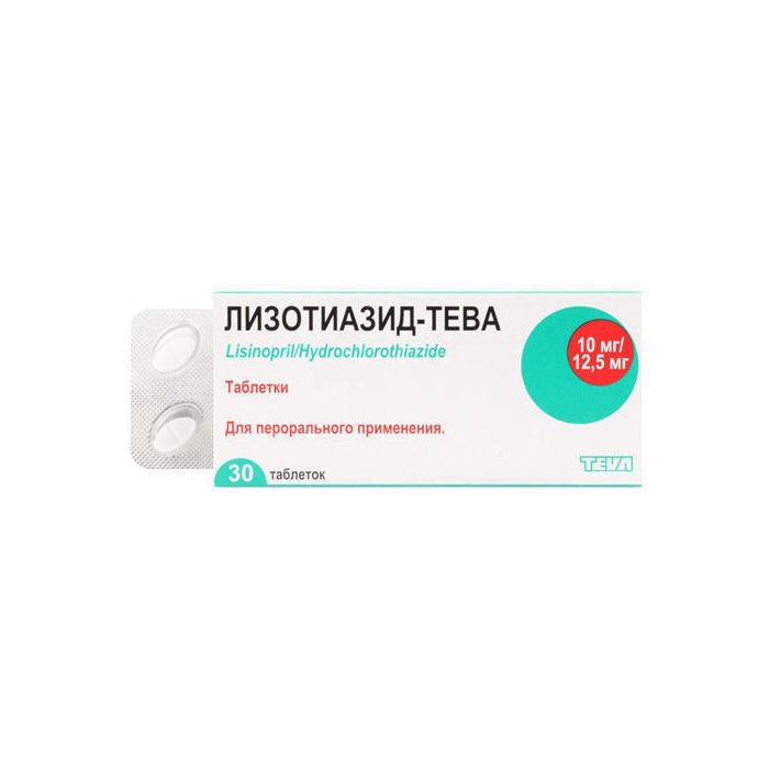 Лізотіазид 10 мг/12,5 мг таблетки №30  ADD
