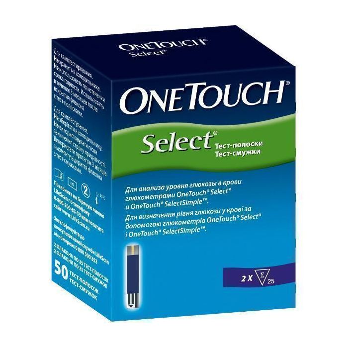 Тест-смужки OneTouch  Select (для визначення глюкози в крові) №50  недорого