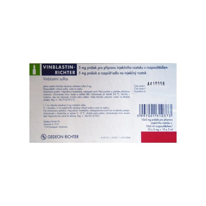 Вінбластин-Ріхтер ліофілізований порошок для ін'єкцій 5 мг флакон, 5 мл ампула №10 в аптеці